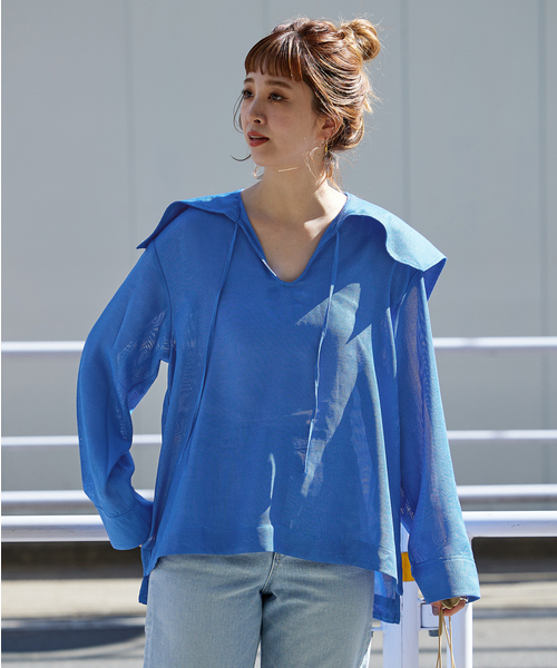 B.C STOCK（ベーセーストック）の「レノメッシュセイラートップス（シャツ/ブラウス・レディース・ブルー系その他/ホワイト・FREE）」の15枚目の写真