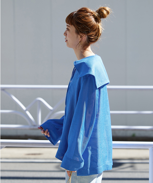 B.C STOCK（ベーセーストック）の「レノメッシュセイラートップス（シャツ/ブラウス・レディース・ブルー系その他/ホワイト・FREE）」の16枚目の写真