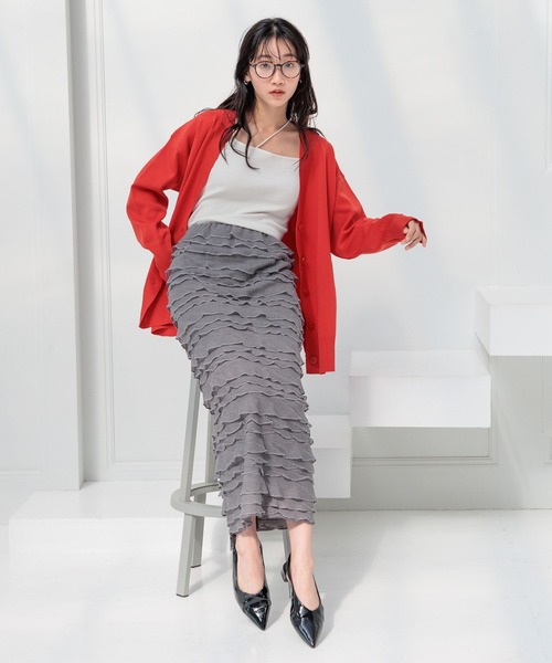 LOWRYS FARM(ローリーズファーム)の「スポンディッシュVカーディガンLS 111154(カーディガン/ボレロ・レディース・ベージュ/レッド/ブルー/アイボリー/ブラック・FREE)」の12枚目の写真