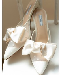 R&E | 【24SS新作】【R&E】リボン付きドットチュールミュールパンプス(パンプス)