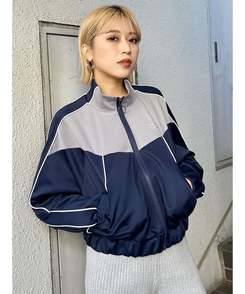 MURUA（ムルーア）の「マルチカラージャージブルゾン【トラックジャケット】（ブルゾン・レディース・グレー/ネイビー・FREE）」の9枚目の写真