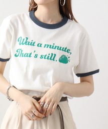 spiritoso WAIT A MINUTEイチゴプリント リンガーTシャツ