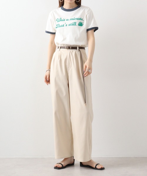 spiritoso(スピリトーゾ)の「spiritoso WAIT A MINUTEイチゴプリント リンガーTシャツ(Tシャツ/カットソー・レディース・グリーン/ネイビー/ブラック・F)」の9枚目の写真