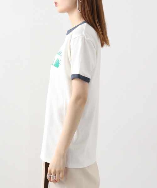 spiritoso(スピリトーゾ)の「spiritoso WAIT A MINUTEイチゴプリント リンガーTシャツ(Tシャツ/カットソー・レディース・グリーン/ネイビー/ブラック・F)」の11枚目の写真