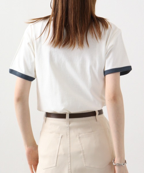 spiritoso(スピリトーゾ)の「spiritoso WAIT A MINUTEイチゴプリント リンガーTシャツ(Tシャツ/カットソー・レディース・グリーン/ネイビー/ブラック・F)」の7枚目の写真