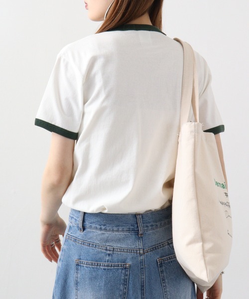 spiritoso(スピリトーゾ)の「spiritoso WAIT A MINUTEイチゴプリント リンガーTシャツ(Tシャツ/カットソー・レディース・グリーン/ネイビー/ブラック・F)」の21枚目の写真