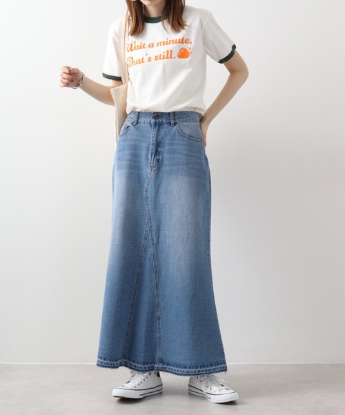 spiritoso(スピリトーゾ)の「spiritoso WAIT A MINUTEイチゴプリント リンガーTシャツ(Tシャツ/カットソー・レディース・グリーン/ネイビー/ブラック・F)」の19枚目の写真