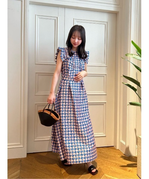 LOULOU WILLOUGHBY ルルウィルビー　ワンピース LOULOU WILLOUGHBY】オーガンドットウエストリボンワンピース