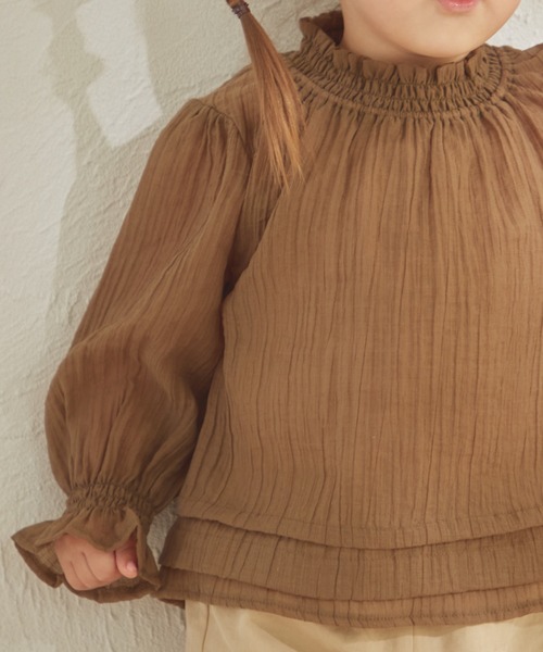 sea and shells by pairmanon（シーアンドシェルズバイペアマノン）の「【sea and shells by pairmanon】シースルー シャーリング ブラウス（その他ベビーウェア・キッズ・カーキ/アイボリー/ブルー・100/80/90/110）」の10枚目の写真