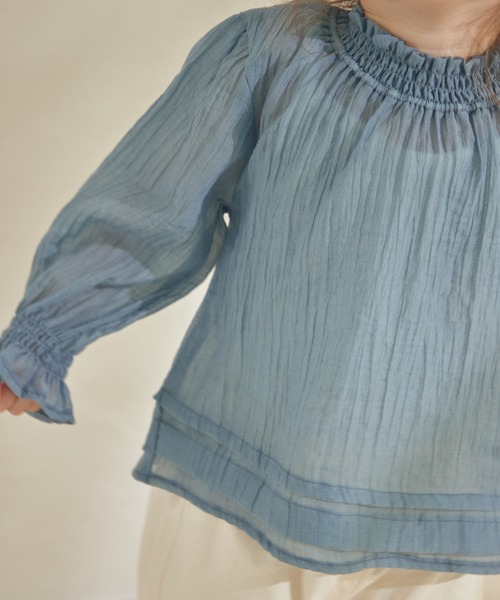 sea and shells by pairmanon（シーアンドシェルズバイペアマノン）の「【sea and shells by pairmanon】シースルー シャーリング ブラウス（その他ベビーウェア・キッズ・カーキ/アイボリー/ブルー・100/80/90/110）」の15枚目の写真