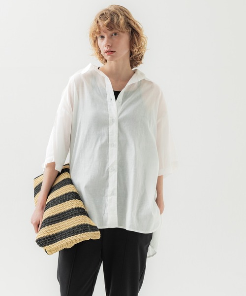 coca(coca)(コカ)の「シアーコットンビッグシャツ(シャツ/ブラウス・レディース・ライトベージュ/ホワイト・M/L)」の3枚目の写真