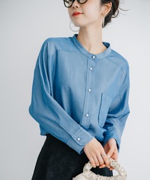 【ANNA LUNA】パールボタンが上品なやわらかデニムシャツブラウス