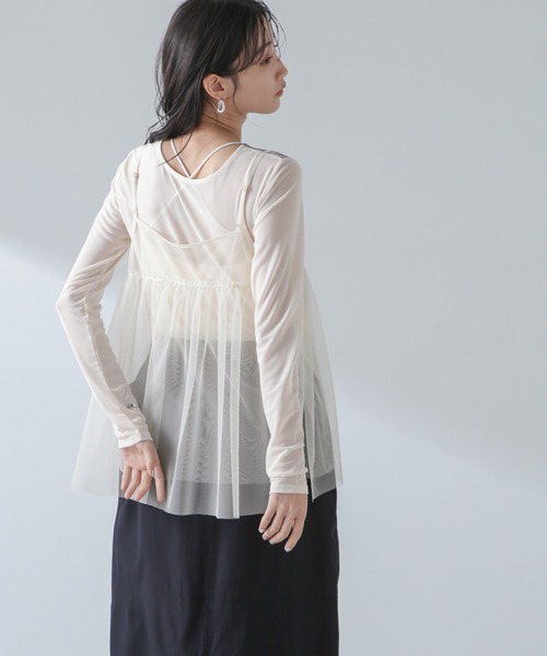 NANO universe（ナノユニバース）の「チュールキャミソールビスチェ（キャミソール・レディース・ブラック/ライトベージュ/グレー・FREE）」の14枚目の写真