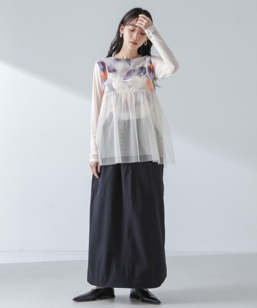 NANO universe（ナノユニバース）の「チュールキャミソールビスチェ（キャミソール・レディース・ブラック/ライトベージュ/グレー・FREE）」の13枚目の写真