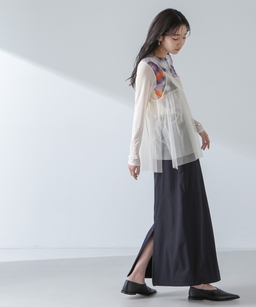 NANO universe（ナノユニバース）の「チュールキャミソールビスチェ（キャミソール・レディース・ブラック/ライトベージュ/グレー・FREE）」の11枚目の写真