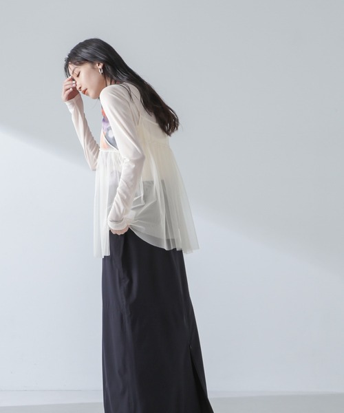 NANO universe（ナノユニバース）の「チュールキャミソールビスチェ（キャミソール・レディース・ブラック/ライトベージュ/グレー・FREE）」の10枚目の写真