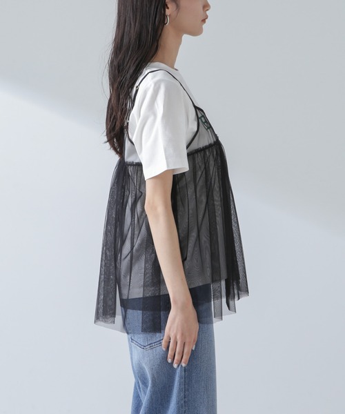 NANO universe（ナノユニバース）の「チュールキャミソールビスチェ（キャミソール・レディース・ブラック/ライトベージュ/グレー・FREE）」の8枚目の写真