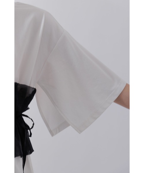 Limue(リミュ)の「オーガンジービスチェカットソー(Tシャツ/カットソー・レディース・ホワイト/ブラック・FREE)」の7枚目の写真