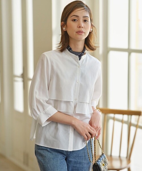 【セール】ナイロンレーヨン ティアード半袖ブラウス（シャツ/ブラウス）｜組曲（クミキョク）
