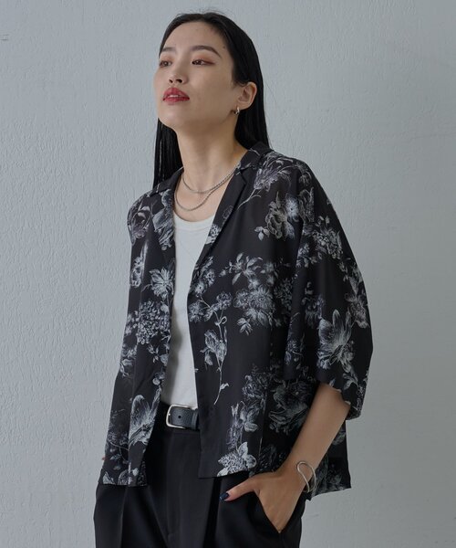 COLONY 2139（コロニートゥーワンスリーナイン）の「ボタニカル柄半袖シャツ（シャツ/ブラウス・メンズ・ベージュ/ブラック・LARGE/MEDIUM）」の4枚目の写真