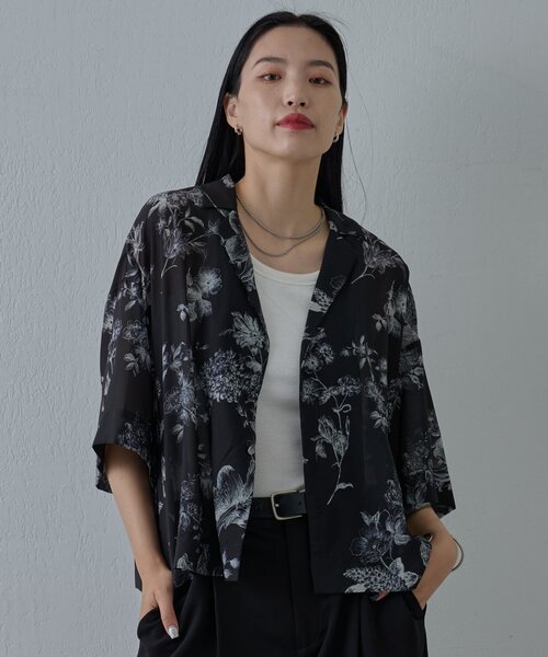 COLONY 2139（コロニートゥーワンスリーナイン）の「ボタニカル柄半袖シャツ（シャツ/ブラウス・メンズ・ベージュ/ブラック・LARGE/MEDIUM）」の5枚目の写真