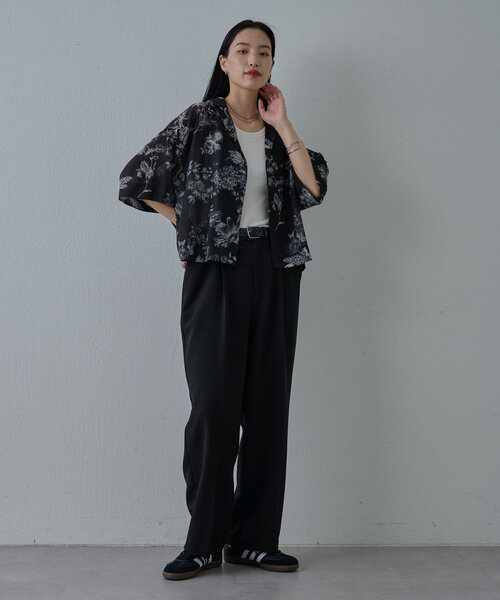 COLONY 2139（コロニートゥーワンスリーナイン）の「ボタニカル柄半袖シャツ（シャツ/ブラウス・メンズ・ベージュ/ブラック・LARGE/MEDIUM）」の6枚目の写真