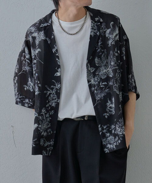 COLONY 2139（コロニートゥーワンスリーナイン）の「ボタニカル柄半袖シャツ（シャツ/ブラウス・メンズ・ベージュ/ブラック・LARGE/MEDIUM）」の12枚目の写真