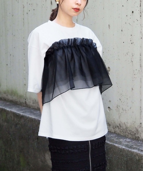 tiptop(ティップトップ)の「BIGTシャツ×フリルベルトセット(Tシャツ/カットソー・レディース・ブラック系その他/サックスブルー/ピンク/ホワイト系その他/オフホワイト・FREE)」の7枚目の写真