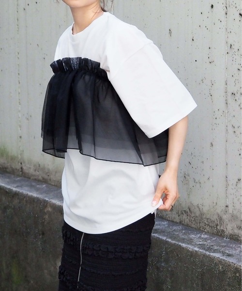 tiptop(ティップトップ)の「BIGTシャツ×フリルベルトセット(Tシャツ/カットソー・レディース・ブラック系その他/サックスブルー/ピンク/ホワイト系その他/オフホワイト・FREE)」の8枚目の写真