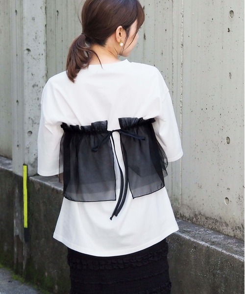 tiptop(ティップトップ)の「BIGTシャツ×フリルベルトセット(Tシャツ/カットソー・レディース・ブラック系その他/サックスブルー/ピンク/ホワイト系その他/オフホワイト・FREE)」の10枚目の写真