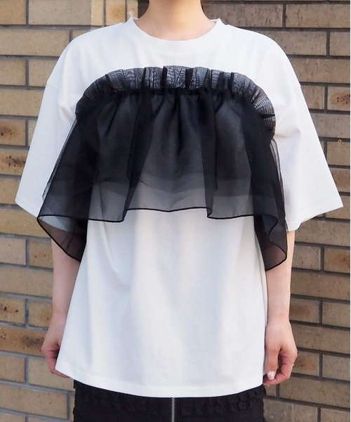 tiptop(ティップトップ)の「BIGTシャツ×フリルベルトセット(Tシャツ/カットソー・レディース・ブラック系その他/サックスブルー/ピンク/ホワイト系その他/オフホワイト・FREE)」の12枚目の写真