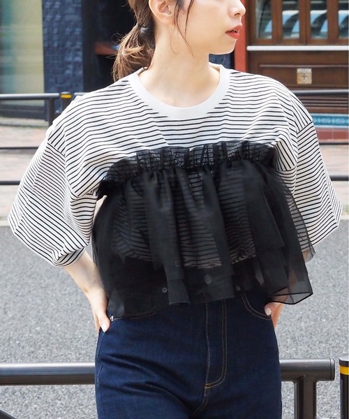 tiptop(ティップトップ)の「BIGTシャツ×フリルベルトセット(Tシャツ/カットソー・レディース・ブラック系その他/サックスブルー/ピンク/ホワイト系その他/オフホワイト・FREE)」の21枚目の写真