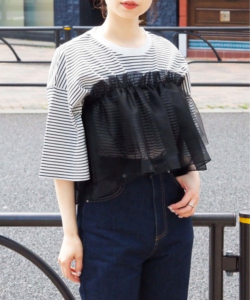 tiptop(ティップトップ)の「BIGTシャツ×フリルベルトセット(Tシャツ/カットソー・レディース・ブラック系その他/サックスブルー/ピンク/ホワイト系その他/オフホワイト・FREE)」の22枚目の写真