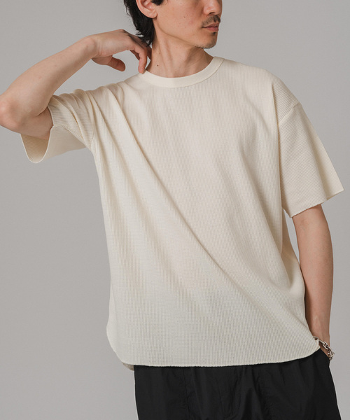 MILLER(ミラー)の「MILLER 別注 ワッフル Tシャツ(Tシャツ/カットソー・メンズ・オートミール/ブラック/チャコールグレー/ホワイト・LARGE/MEDIUM/SMALL)」の4枚目の写真