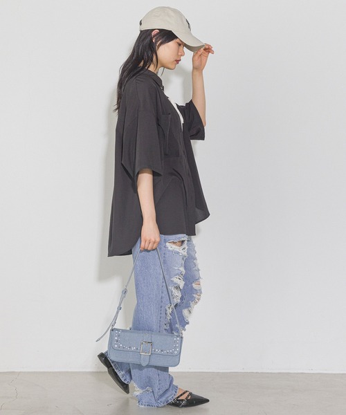 PAGEBOY(ページボーイ)の「ルーズ半袖シャツ(シャツ/ブラウス・レディース・オフホワイト/グレー/ブルー/ブラック・FREE)」の12枚目の写真