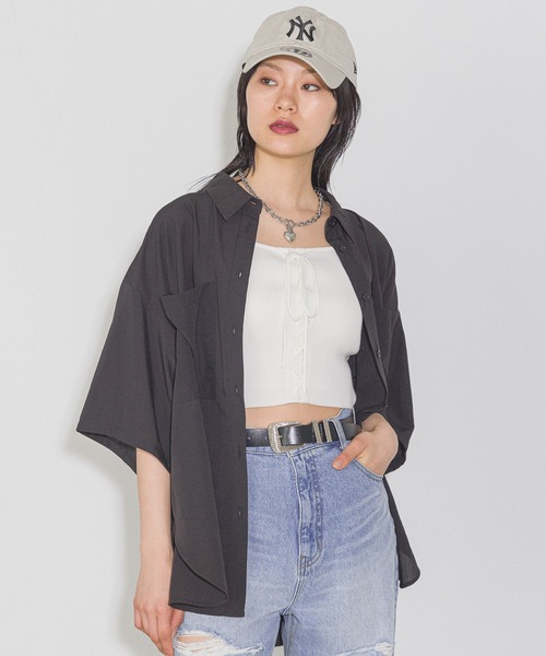 PAGEBOY(ページボーイ)の「ルーズ半袖シャツ(シャツ/ブラウス・レディース・オフホワイト/グレー/ブルー/ブラック・FREE)」の13枚目の写真