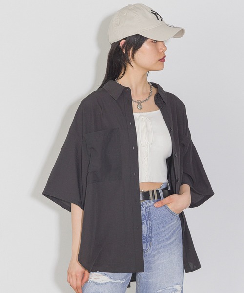 PAGEBOY(ページボーイ)の「ルーズ半袖シャツ(シャツ/ブラウス・レディース・オフホワイト/グレー/ブルー/ブラック・FREE)」の15枚目の写真