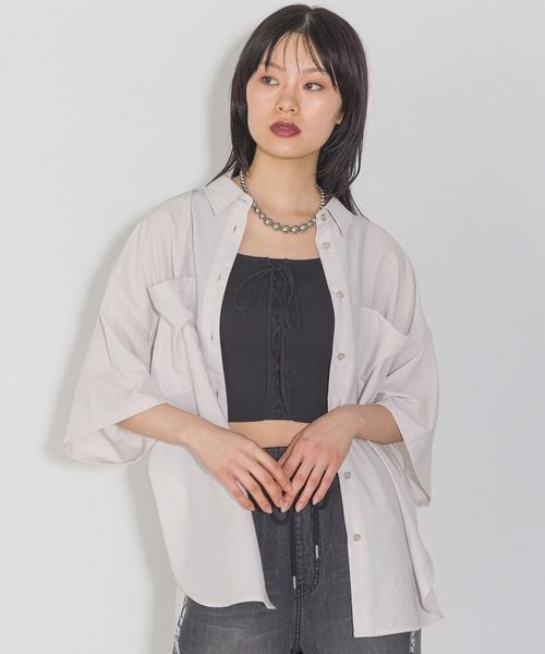 PAGEBOY(ページボーイ)の「ルーズ半袖シャツ(シャツ/ブラウス・レディース・オフホワイト/グレー/ブルー/ブラック・FREE)」の21枚目の写真