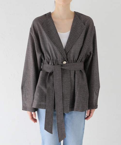 未使用品 Spick and Span リネンライクカラーレスジャケット M Spick & Span - リネンライクカラーレスジャケットの通販 by For