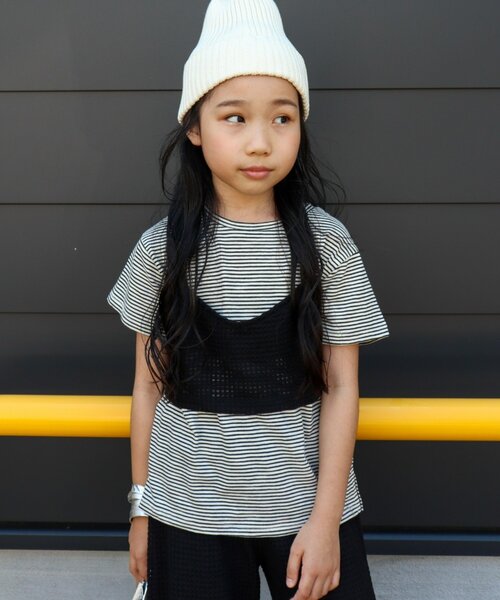 CIAOPANIC TYPY（チャオパニックティピー）の「■【KIDS】シアーワッフルビスチェTEE（Tシャツ/カットソー・キッズ・ピンク/ブラック/オレンジ・MEDIUM/SMALL/XX-LARGE/X-LARGE/LARGE）」の18枚目の写真