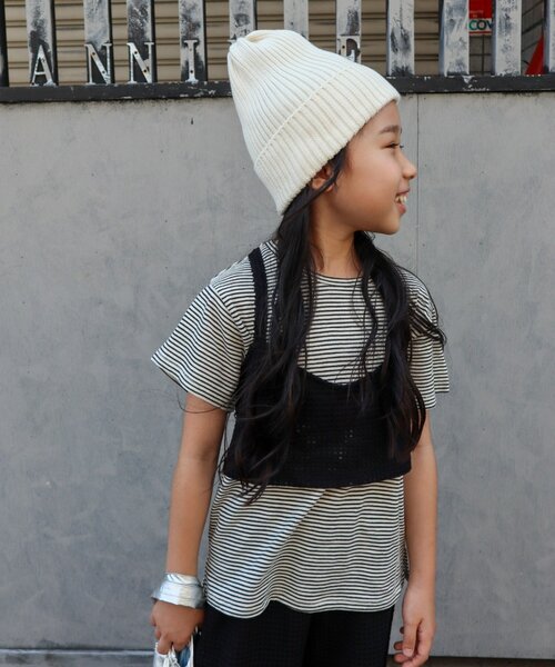 CIAOPANIC TYPY（チャオパニックティピー）の「■【KIDS】シアーワッフルビスチェTEE（Tシャツ/カットソー・キッズ・ピンク/ブラック/オレンジ・MEDIUM/SMALL/XX-LARGE/X-LARGE/LARGE）」の19枚目の写真