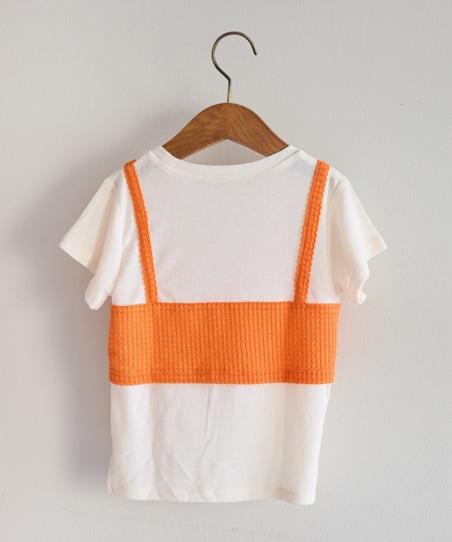 CIAOPANIC TYPY（チャオパニックティピー）の「■【KIDS】シアーワッフルビスチェTEE（Tシャツ/カットソー・キッズ・ピンク/ブラック/オレンジ・MEDIUM/SMALL/XX-LARGE/X-LARGE/LARGE）」の5枚目の写真