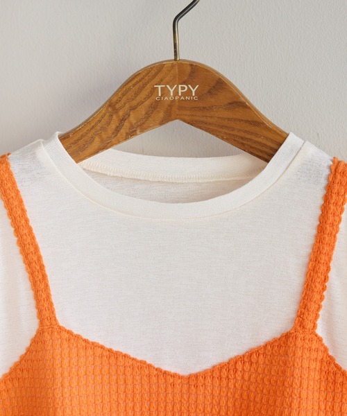 CIAOPANIC TYPY（チャオパニックティピー）の「■【KIDS】シアーワッフルビスチェTEE（Tシャツ/カットソー・キッズ・ピンク/ブラック/オレンジ・MEDIUM/SMALL/XX-LARGE/X-LARGE/LARGE）」の13枚目の写真