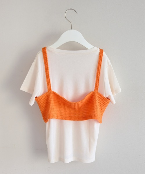 CIAOPANIC TYPY（チャオパニックティピー）の「■【KIDS】シアーワッフルビスチェTEE（Tシャツ/カットソー・キッズ・ピンク/ブラック/オレンジ・MEDIUM/SMALL/XX-LARGE/X-LARGE/LARGE）」の7枚目の写真