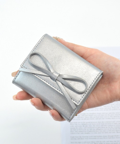 リボン ボックスコイン 三つ折り財布 ミニ財布 ルリリ（財布