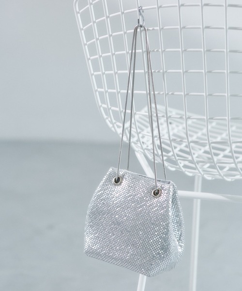 VIS（ビス）の「メタルメッシュ巾着ショルダーバッグ（ショルダーバッグ・レディース・シルバー/ゴールド/ブラック・FREE）」の3枚目の写真