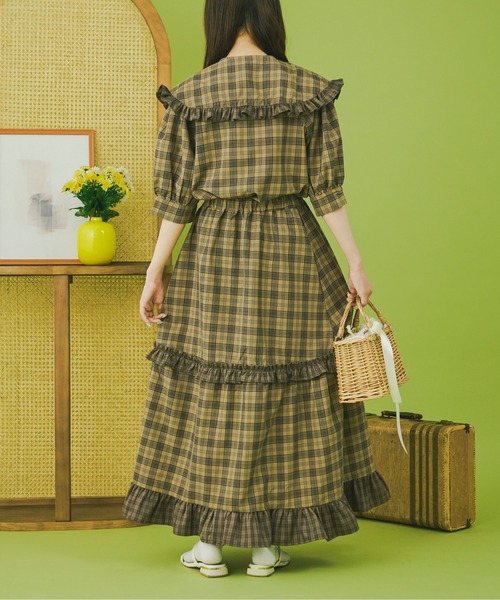 kutir(クティール)の「【クティールとレトロ】【セットアップ着用可能】ダブルチェックフリルスカート(スカート・レディース・ブルー/レッド/グリーン/ブラウン・SMALL/MEDIUM/LARGE)」の13枚目の写真