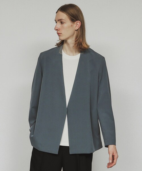 tk.TAKEO KIKUCHI(ティーケータケオキクチ)の「◆360度ストレッチノーカラージャケット(ノーカラージャケット・メンズ・グレー/ブラック/ダークブラウン/ブルー・01/02/03/04)」の4枚目の写真