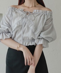 crape sheer ribbon blouse / 楊柳シアーリボンブラウス
