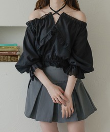 crape sheer ribbon blouse / 楊柳シアーリボンブラウス